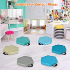 HONEY JOY 6PCS Floor Cushions for Kids, 15 Inch Flexible Alternative Portable Classroom Seating with Handles, Easy to Clean, Thick Soft Foam Hexagon Comfy Seats for Daycare Preschool (Hexagon, Blue)