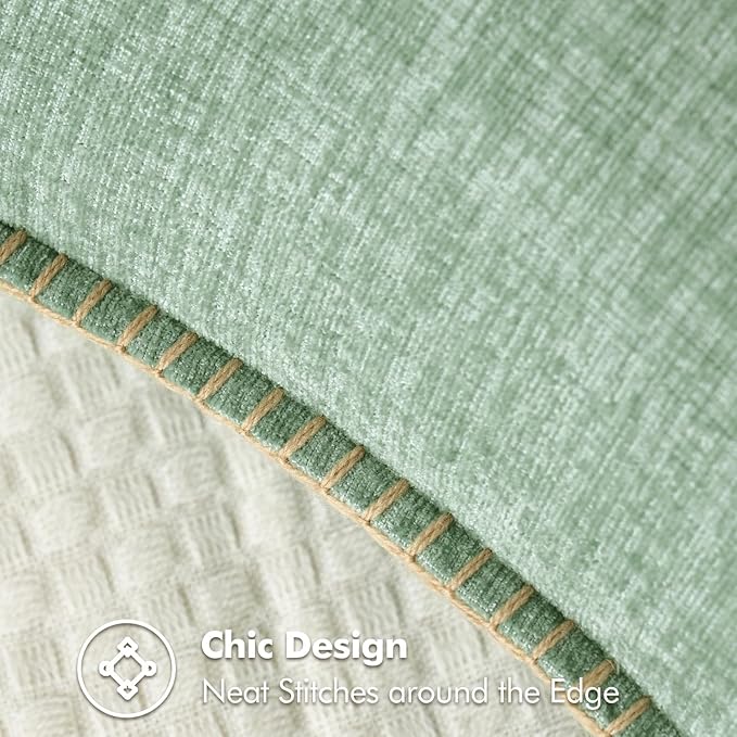 MIULEE Pack of 2 Couch Throw Pillow Covers 18x18 Inch Greyish Green Farmhouse Decorative Pillow Covers with Stitched Edge Soft Chenille Solid Dyed Spring Pillow Covers for Sofa Bed Living Room