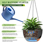 Hanging Planters for Outdoor Indoor Plants, 2 Pack 10 Inch Hanging Basket Plants Outdoor, Self Watering Hanging Planter with Plant Hanger for Garden Home Decoration (Black, 10 inch)
