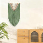 HVEST Macrame Woven Wall Hanging Handmade Boho Tapestry Green Home Decor, Bohemian Tapestry Aesthetic Wall Decoration for Bedroom Living Room Apartment Nursery Backdrop