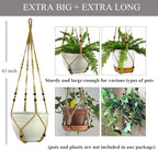 43 Inch Macrame Plant Hanger Large for up to 12 Inch Pot Extra Long Hanging Plant Holder No Tassels Jute Rope Hanging Planter Basket for Indoor Outdoor Boho Decor, Brown 1 Pack