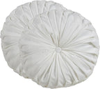 SARO LIFESTYLE Round Velvet Pintucked Poly Filled Throw Pillow (Set of 2)