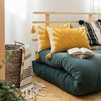 2 Pcs Boho Velvet Pillow Covers with Tassels 12 x 20 Inch 3D Tufted Sun Embroidery Sunshine Decorative Throw Cushion Case for Bedroom Sofa Living Room Couch Rustic Farmhouse Home Decor