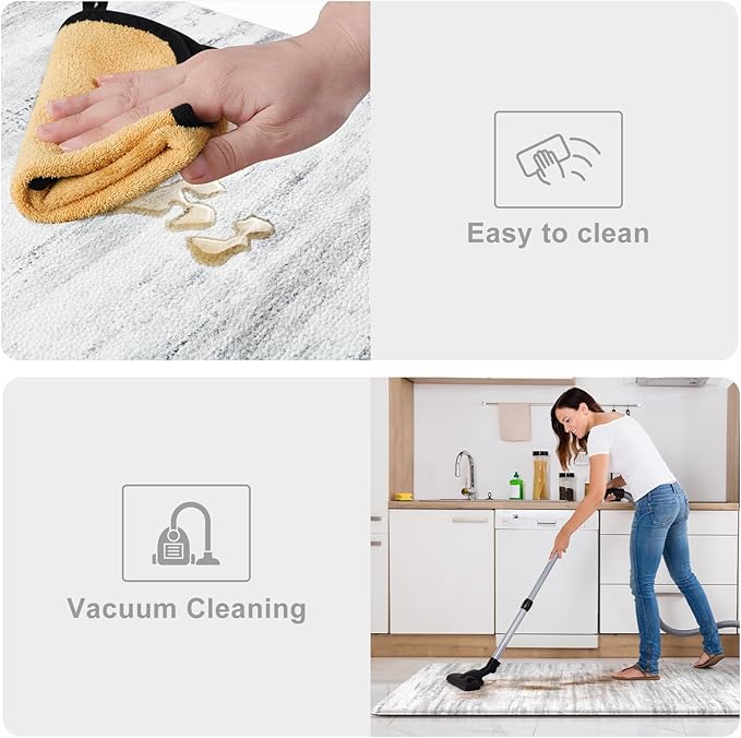KIMODE Kitchen Mats Cushioned Anti Fatigue, Abstract Grey Farmhouse Kitchen Rugs Sets of 2, Non Slip Kitchen Mats for Floor, Padded Kitchen Floor Mat for Sink Laundry Desk 17"x59"+17"x29"