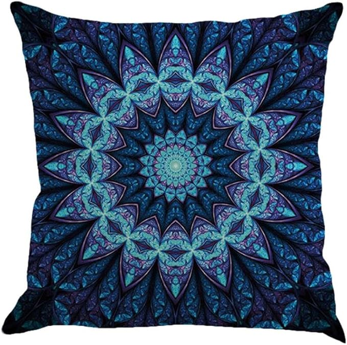 Jartinle Set of 4 Retro Floral Mandala Compass Medallion Bohemian Pillow Covers Boho Decor Hippie Throw Pillows Colorful Decorative for Sofa Couch 18 x 18