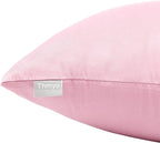 Thmyo 4-Pack 100% Cotton Comfortable Solid Decorative Throw Pillow Case Square Cushion Cover Pillowcases Blank Pillow Covers Valentines Day DIY Throw Pillowcase for Sofa Bed(22x22inch/55x55cm,Pink)