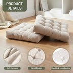 Meditation Floor Pillow Set of 2,Memory Foam Meditation Cushion for Adults Sitting, Large Square Thickened Seat Cushions for Yoga, Tatami Living Room (1, Beige)