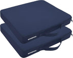 Portable Bleacher Seat Cushions with Handle, 2 Inches Thick, Waterproof Oxford Fabric, Zipper Design, Set of 2 (Blue)
