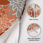 Burnt Orange Grey Gray Pillow Covers 24X24 Inch Set of 2, Modern Dahlia Floral Print Decorative Throw Pillow Covers Outdoor Farmhouse Cushion Case for Home Couch Sofa Bed Decoration