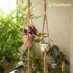2Pcs Macrame Plant Hangers (27.56”) Indoor & Outdoor, Boho Hanging Planters for Indoor & Outdoor Plants, Macrame Wall Hanging Decor for Flower Pots & Baskets (Pots Not Included)