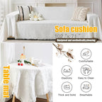 165 × 71 Inches Extra Large Outdoor White Picnic Blanket Bohemia Oversize Beach Blanket with Fringe Machine Washable Portable for Spring Summer Camping Beach, Grass Lawn, Park