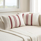 MIULEE Set of 2 Christmas Burgundy Boho Decorative Lumbar Pillow Covers 12x20 Inch Farmhouse Rustic Couch Throw Pillows Modern Cotton Cushion Covers Retro Macrame Woven Home Decor for Bed Sofa Chair