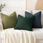 MIULEE Decorative Linen Pillow Covers 20x20 Inch Dark Green Boho Farmhouse Neutral Couch Throw Pillows for Bed Pack of 2 Accent Modern Pillowcase Sofa Livingroom Home Decor