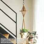 Wooden Dowel & Diamond Macrame Plant Hangers 2 Pack 39 Inch, Handwoven Cotton Rope Plant Holder with S Hooks, Boho Home Decor for Indoor Plants for up to 10in Pot (Caramel Wood Hanger)