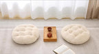 Large Floor Pillow Meditation Cushion Round Floor Cushions for Adults,Luxury Faux Fur Thick Floor Pillows for Sitting Put in Living Room Balcony Outdoor Tatami（Beige）
