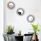 3 Set 9.5 Inch Black Circle Mirrors Wall Decor Iron Frame Wire Mirror Metal Circular Mirror Home Decor Hanging Mirrors for Room/Bedroom/Bathroom/Entryway