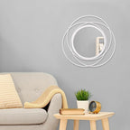 Wall Mirror Modern Metal Frame Arts Circle Mirror for Wall Decorative Home Living Room Balcony Bedroom Bathroom Hallway Farmhouse Entryway White 16"