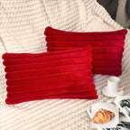1 Pack 12x20 Pillow Cover Velvet Pillow Covers, Faux Fur Oblong Throw Pillow Covers for Living Room Decorations Throw Pillow Case, Throw Pillow Cover Cushion Cover for Home Sofa Bedroom Car, Red