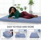 Japanese Floor Mattress, 100% High Density Comfortable Foam, 4" Thicken Foldable Mattress Tatami Mat Sleeping Pad, Ideal for Comfort and Support, Kids Floor Lounger Pillow Bed Sofa, Blue, Full