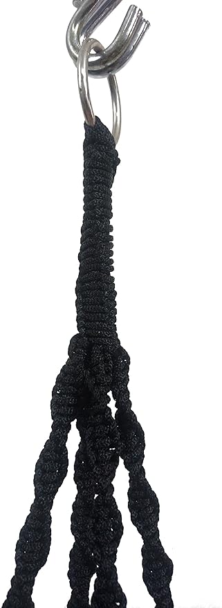 4 Legs Polypropylene Fiber Rope Macrame Plant Hanger Hanging Planter Holders Black& White Color, 48-inches for 10-12" Pot (Black)