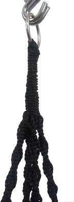 4 Legs Polypropylene Fiber Rope Macrame Plant Hanger Hanging Planter Holders Black& White Color, 48-inches for 10-12" Pot (Black)