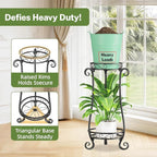 iDavosic.ly 2 Tier Metal Plant Stand Indoor Outdoor, Iron Corner Tall Flower Pot Holder Shelf, 27 Inch Vertical Heavy Duty Display Rack for Patio Porch Living Room Garden, Black