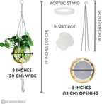 SCANDINORDICA Disco Ball Planter – Disco Ball Plant Hanger, Mirror Disco Planter with Chain, Macrame Hanger, Acrylic Stand and Insert Pot, Hanging Planter | Disco Ball Decor – 20 cm (8“) Gold