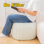 Handmade Unstuffed Ottoman Pouf Cover – Versatile Storage Footstool & Floor Pouf for Living Room, Bedroom, or Wedding Decor | 20" Diameter x 14" Height | Filler Not Included (Cream)