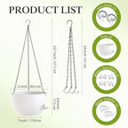 12 Inch Hanging Baskets 2 PC with Chains, Self-Watering Hanging Planters for Indoor Outdoor Plants, Plastic Hanging Flower Pots,Speckled White