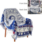 Boho Throw Blankets Woven Reversible Cotton Bohemian Tapestry Hippie Room Decor Witchy Astrology Zodiac Celestial Constellation Carpet Bed Recliner Chair Couch Sofa Cover Double Sided 50"x70"