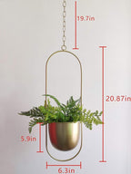 Boho gold Metal Plant Hanger,Metal Wall and Ceiling Hanging Planter, Modern Planter, Mid Century Flower Pot Plant Holder, Minimalist Planter for Indoor Outdoor Home Decor