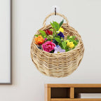 DOITOOL Wicker Wall Basket for Plants Rattan Hanging Planter for Indoor Outdoor Use Wall Flower Holder for Home Garden Decoration 2-Piece Set 7X9 Inches