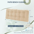 downluxe Outdoor Bench Cushion for Patio Furniture, Water Resistant Tufted Overstuffed Porch Swing Cushions, Thick Outdoor Loveseat Cushions, 44" X 19" X 5", Beige, Set of 1