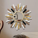 24" Boho Wall Mirror Flower Design,Luxury Decorative Rustic Farmhouse Mirrors for Living Room, Bathroom, Bedroom, and Entryway