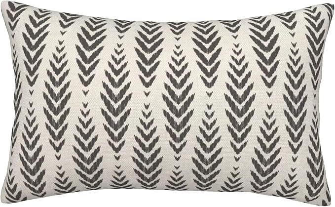 Boho Pillow Covers 12 x 20 Inch Pack of 2, Black and White Bohemian Ethnic Herringbone Pattern Decorative Throw Pillow Covers Vintage Linen Farmhouse Outdoor Pillowcase for Bedroom Home Sofa Decor