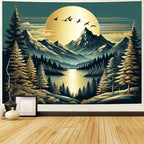 Generleo Mountain Moon Tapestry Forest Tree Tapestries Nature Landscape Tapestries Vintage Aesthetic Tapestry Wall Hanging for Bedroom Decor