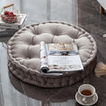 24" x 24" Round Thick Floor Seating Cushions, Solid Velvet Thick Tufted Cushion Meditation Pillow Round Floor Pillow Seating with Carrying Handle, Sofa Balcony Tatami Pad (Grey)
