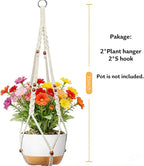Macrame Plant Hanger Indoor Hanging Holder Window Plant Hanger Wall Outdoor Large Long Boho Home Decor Ceiling Basket Plants Hangers (2pack-Ivory)