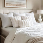 MIULEE Faux Fur Pillow Covers Thick Soft Plush Throw Pillows Luxury Spring Home Decor for Holiday Couch Bedroom Living Room Sofa,18x18 Inch Pack of 2 White