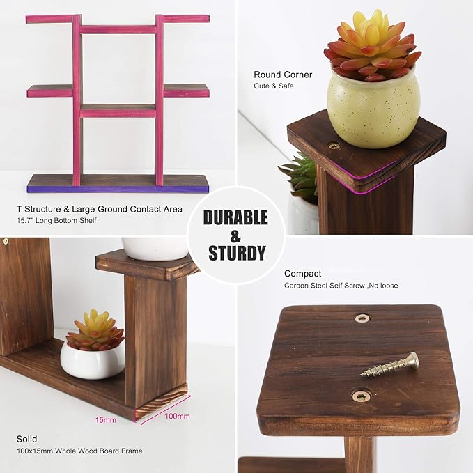 Wood Desktop Plant Stand Indoor Small Windowsill Flower Shelf Tabletop Plant Shelf Holder Display Rack for Succulent Herb in Living Room Office 9 Tiers