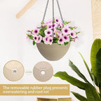 Hanging Planters for Indoor Plants 3 Pack - 7/8/10 Inch Plastic Hanging Pots with Water Sieve Mesh, Small Hanging Pots for Home Garden, Porch, Balcony & Patio Decor, Beige