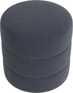 Spatial Order Upholstered Round Ottoman (No Lid, Seat Only) | Spatial Order Home Décor | Foot Rest Pouf – Steel Blue Velvet