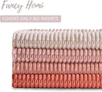 Fancy Homi 4 Packs Boho Blush Pink Euro Decorative Throw Pillow Covers 26x26 Inch for Living Room Bed, Soft Plush Striped Corduroy Square Light Pink Coral Peach Cream Colorful Cushion Case 66x66 cm