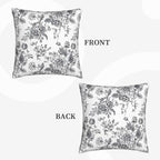 Dark Grey and White Floral Throw Pillow Covers 18x18 Set of 2, Vintage Flower Rustic Farmhouse Pillow Covers Outdoor Decorative Pillow Case for Couch Bed Sofa Cushion Home Decor