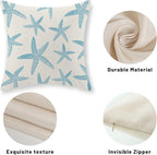 Blue Starfish Pillow Covers 18x18 Set of 2 Coastal Throw Pillows Spring Summer Nautical Ocean Theme Beach Decorative Pillow Cases Farmhouse Linen Outdoor Decor Cushion Case for Home Bedroom