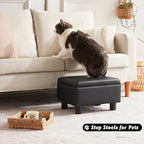 Small Foot Stool Under Desk Foot Stools Ottoman Footstool Foot Stools Small Footstools Foot Stool for Living Room Foot Rest 15" W x 12" D x 9.5" H Faux Leather Black