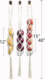 Decocove Hanging Fruit Basket - Boho Basket for Potato, Onion and Fruit Storage - Boho Wall Hanging Decor for Kitchen - Macrame Wall Hanging Basket - Set of 3