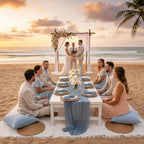 91 x 71 Extra Large Outdoor Boho Picnic Blanket with Gray Blue Table Runner, 6 Throw Pillow Covers 6 Napkins Woven Cotton Yarn Oversize Beach Blanket Washable Picnic Camp Wedding
