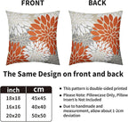 Orange White Grey Gray Pillow Covers 24X24 Inch Set of 2, Modern Dahlia Floral Print Decorative Throw Pillow Covers Outdoor Farmhouse Cushion Case for Home Couch Sofa Bed Decoration