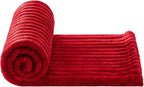 MIULEE Red Fleece Blanket with Stripe Pattern Fuzzy Flannel Soft Warm Throw Blanket Plush Cozy Christmas Boho Decor 30"x40"